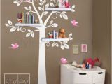 Childrens Wall Stickers Murals Children Shelf Tree with Birds Vinyl Wall Decal Owls Leaf Leaves Owl