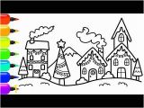 Christmas House Coloring Page How to Draw A Colorful Christmas Village Scene for Christmas