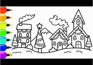 Christmas House Coloring Page How to Draw A Colorful Christmas Village Scene for Christmas