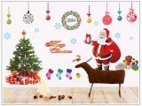 Christmas Murals for Walls 226 New Years Window Santa Claus Cristmas Tree Wall Stickers