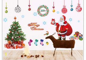 Christmas Murals for Walls 226 New Years Window Santa Claus Cristmas Tree Wall Stickers