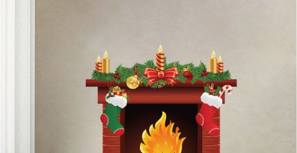 Christmas Murals for Walls Christmas Fireplace Wall Decal Mural Living Room Wall Decal Murals