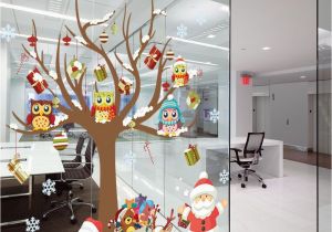 Christmas Murals for Walls Removable Christmas Window Home Wall Decal Mural Stickers Owls Gift
