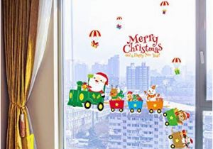 Christmas Party Wall Murals Amazon Christmas Shop Window Removable Santa Claus Snowman