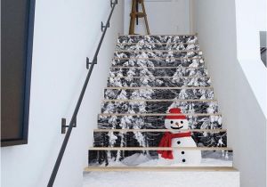 Christmas Scene Wall Murals 3d Diy Christmas Snowman Stairs Stickers Removable Waterproof