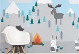 Christmas Scene Wall Murals Kids Mountain Scene Square Wall Mural