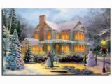 Christmas Scene Wall Murals Thomas Kinkade Victorian Family Christmas Illuminated Art Canvas