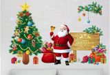 Christmas Wall Mural Plastic Christmas Tree Wall Stickers Santa Claus Gifts Sitting Room Bedroom