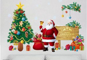 Christmas Wall Mural Plastic Christmas Tree Wall Stickers Santa Claus Gifts Sitting Room Bedroom