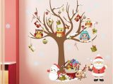 Christmas Wall Mural Plastic Christmas Wall Stickers Room Decor Cartoon Tree Snowman Santa Claus