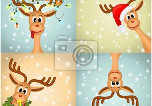 Christmas Wall Murals Uk Four Funny Christmas Reindeer Wall Mural