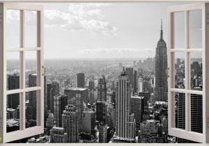 City Scene Wall Murals Huge 3d Window New York City View Wall Stickers Mural