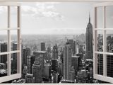 City View Wall Mural Huge 3d Window New York City View Wall Stickers Mural