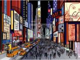 City View Wall Mural New York Night View Of Times Square Wall Mural • Pixers