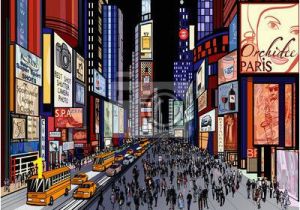 City View Wall Mural New York Night View Of Times Square Wall Mural • Pixers