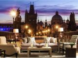 City View Wall Mural Wallpaper Retro Nostalgic European and American City Night View Wallpaper 3d the Wall Home Decor Living Room Wall Covering Widescreen Wallpaper