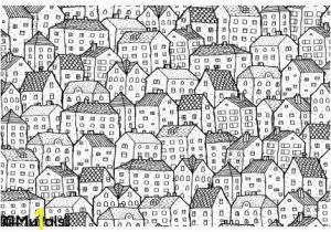 City Wall Murals Black and White City Seamless Pattern Balck White Wall Mural