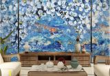 Classic Art Wall Murals Floral Wallpaper 3d Embossed White Blossom Wall Mural Oil