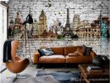 Classic Brick Wall Mural Custom 3d Mural Wallpaper Roll Classic European Architecture Eiffel tower Big Ben Statue Liberty Brick Wall Paper Murals 3d Hd Wall Wallpaper Hd