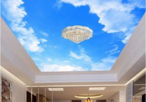 Cloud Murals Ceilings Custom 3d Wallpaper Blue Sky and White Clouds Ceiling Mural