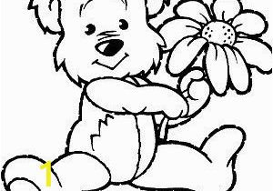 Color Pages Teddy Bear Bear and Flower Coloring Page