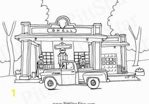 Coloring Page for Train Station Instant Download Vintage Truck 1957 Chevy Pickup In Front