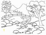 Coloring Page Of A River African Woman In the Background Of A Mountain Landscape Coloring