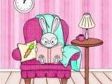 Coloring Page Of Chair Colour Collective Operarose Bunny Reading Pink Chair