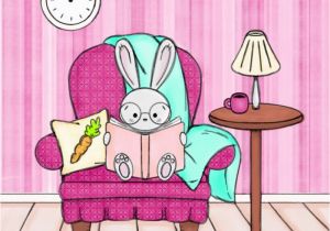 Coloring Page Of Chair Colour Collective Operarose Bunny Reading Pink Chair