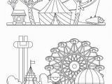 Coloring Pages Circus Tent Vergnügungspark Stadtlandschaft Mit Karussells Achterbahn