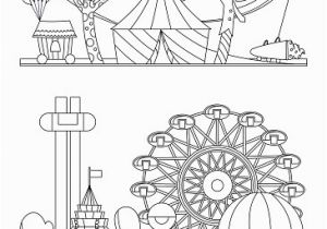 Coloring Pages Circus Tent Vergnügungspark Stadtlandschaft Mit Karussells Achterbahn