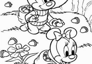 Coloring Pages Disney Mickey Mouse Baby Mickey and Baby Minnie Picking Acorns Free Coloring