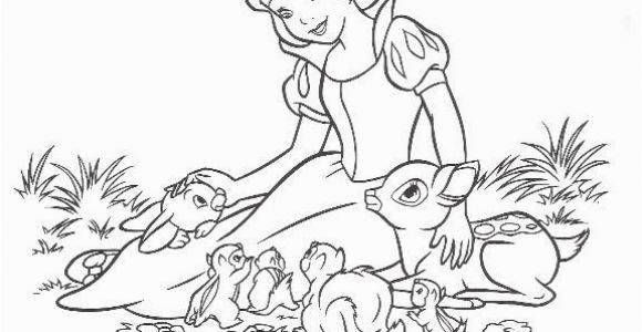 Coloring Pages Disney Snow White Snow and Animal Friends