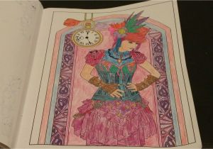 Coloring Pages for Gel Pens Finished Coloring Steampunk Fashion Girl Colored Pencils