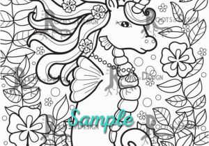 Coloring Pages for Gel Pens Instant Download Coloring Page Cute Sea Unicorn Doodle