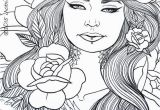 Coloring Pages for Girls Pdf Beautiful Tattooed Lady Adult Coloring Page Instant