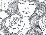 Coloring Pages for Girls Pdf Beautiful Tattooed Lady Adult Coloring Page Instant