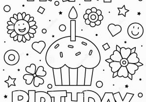 Coloring Pages for Happy Birthday Coloring Page Vector Illustration Stock Vector