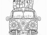 Coloring Pages for Inside Out Hand Drawn Doodle Outline Retro Bus Travel Decorated with