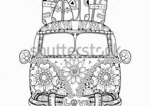 Coloring Pages for Inside Out Hand Drawn Doodle Outline Retro Bus Travel Decorated with