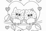 Coloring Pages for Kids/printables Valentine S Day Owls In Love with Hearts Coloring Page • Free Printable