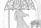 Coloring Pages for Older Adults Umbrella Girl