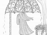 Coloring Pages for Older Adults Umbrella Girl