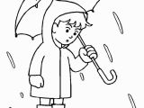 Coloring Pages for Rainy Days Boy with His Umbrella and Rain Jacket Under the Spring Rain