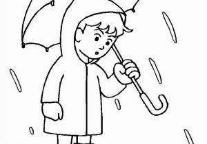 Coloring Pages for Rainy Days Boy with His Umbrella and Rain Jacket Under the Spring Rain