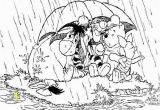 Coloring Pages for Rainy Days Winnie the Pooh and His Friends are Under Umbrella Enjoying