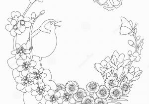 Coloring Pages for Spring Flowers Spring Floral Elegant Wreath Coloring Page Stock