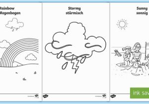 Coloring Pages for Weather Symbols Weekly Weather Recording Chart Activity English German