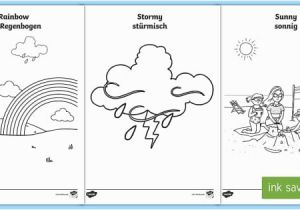 Coloring Pages for Weather Symbols Weekly Weather Recording Chart Activity English German