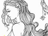 Coloring Pages Girl Adult Coloring Page Fantasy Moon and Stars Girl Line Art